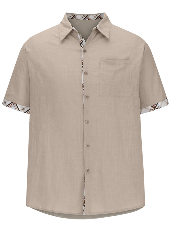 Men's Short-Sleeve Linen Blend Shirt Men Shirts | Chuzko.com