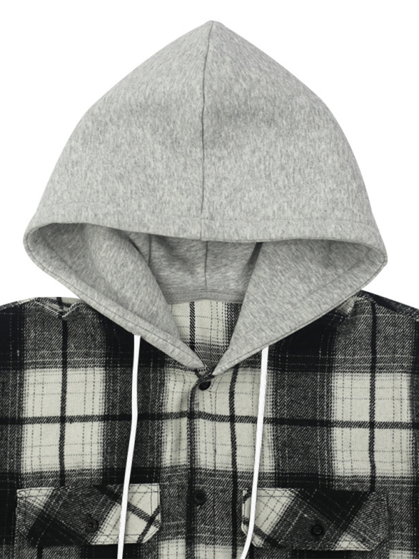 Plaid Hoodie Shirt for Men Fall Layering Men Hoodies | Chuzko.com