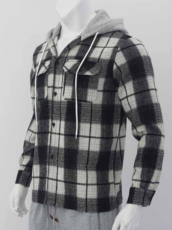 Plaid Hoodie Shirt for Men Fall Layering Men Hoodies | Chuzko.com