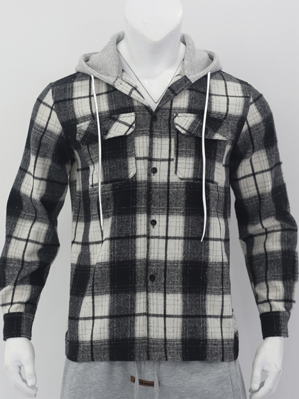 Plaid Hoodie Shirt for Men Fall Layering Men Hoodies | Chuzko.com