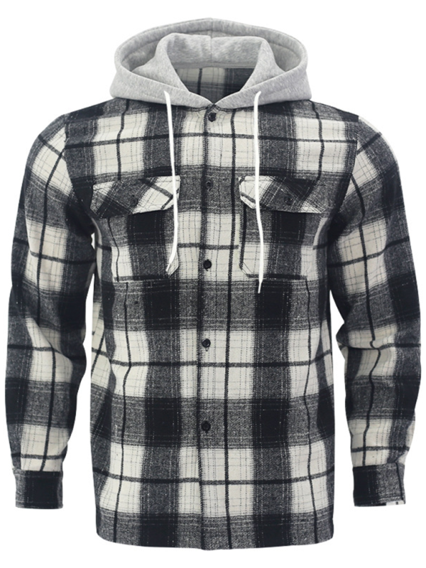 Plaid Hoodie Shirt for Men Fall Layering Men Hoodies | Chuzko.com