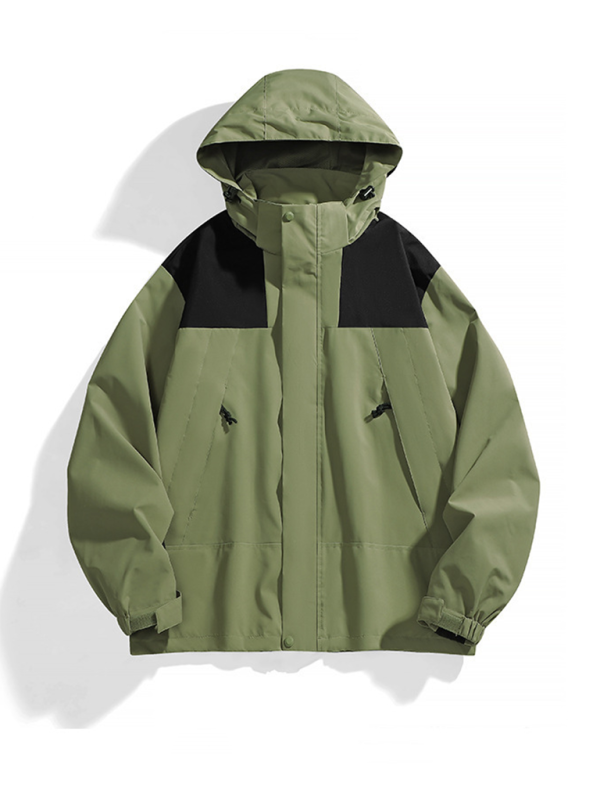 All-Weather Unisex Windbreaker with Detachable Hood Jacket Men | Chuzko.com