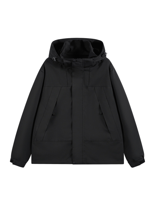 All-Weather Unisex Windbreaker with Detachable Hood Jacket Men | Chuzko.com