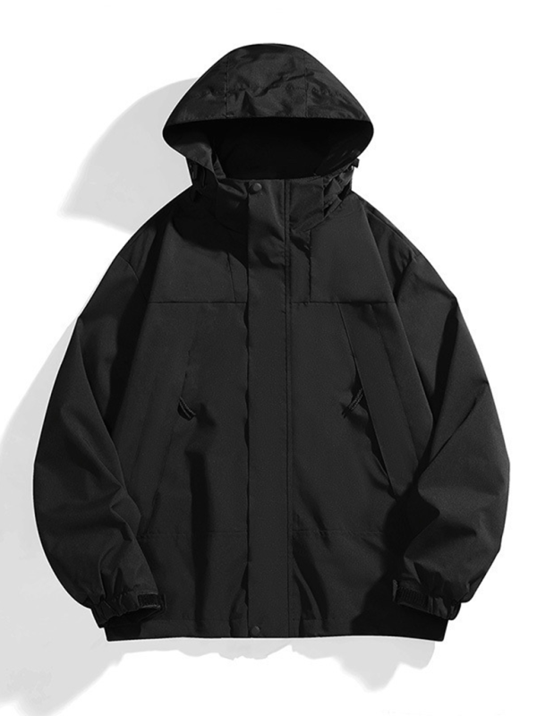 All-Weather Unisex Windbreaker with Detachable Hood Jacket Men | Chuzko.com