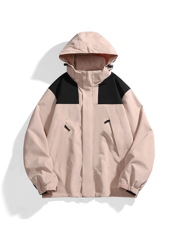 All-Weather Unisex Windbreaker with Detachable Hood Jacket Men | Chuzko.com