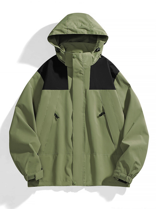 All-Weather Unisex Windbreaker with Detachable Hood Jacket Men | Chuzko.com