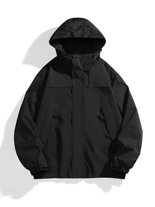 All-Weather Unisex Windbreaker with Detachable Hood Jacket Men | Chuzko.com