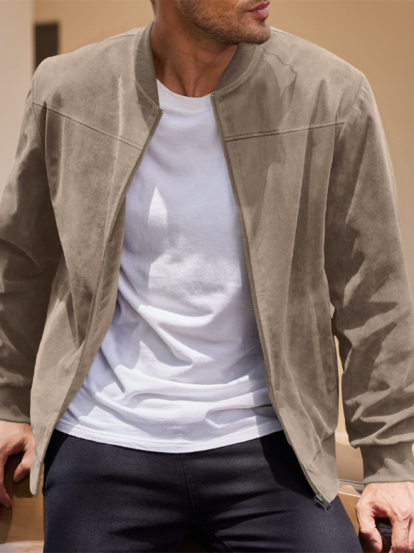 Men's Like Suede Bomber Jacket	