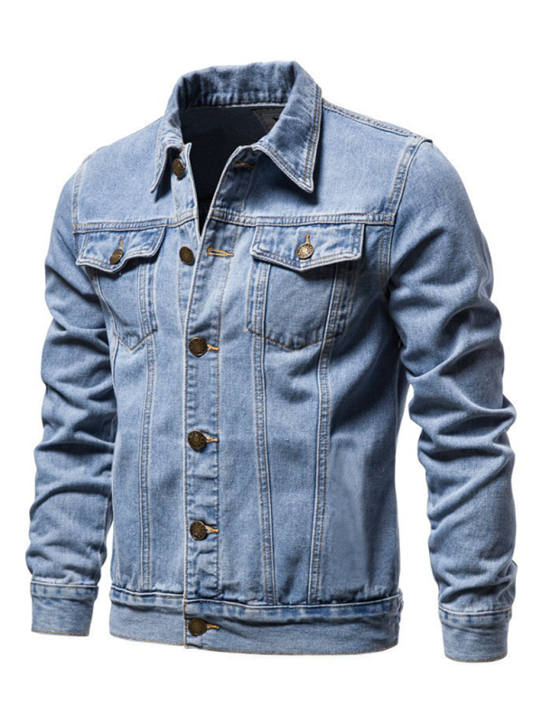 Classic Blue Denim Trucker Jacket for Men Men Denim Jackets | Chuzko.com