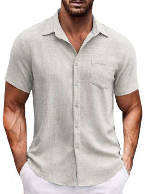 Men's Linen-Blend Casual Shirt Men Shirts | Chuzko.com