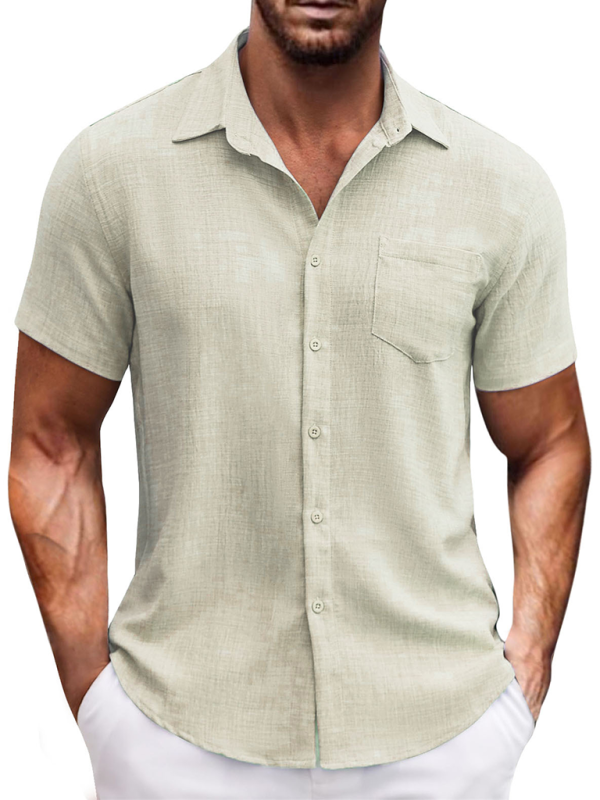 Men's Linen-Blend Casual Shirt Men Shirts | Chuzko.com