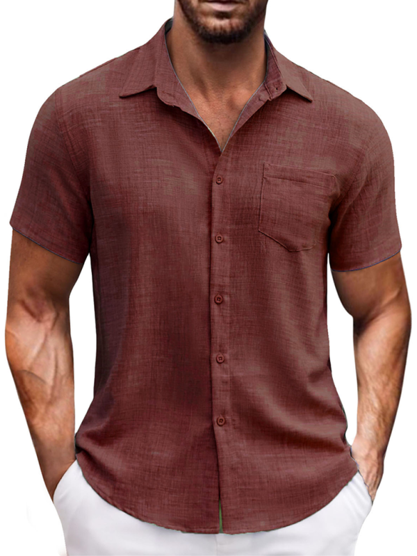 Men's Linen-Blend Casual Shirt Men Shirts | Chuzko.com