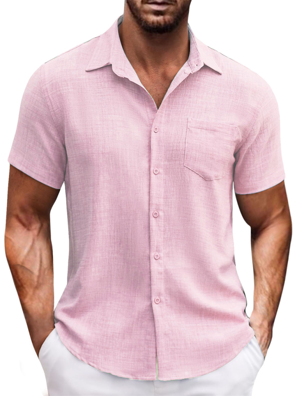 Men's Linen-Blend Casual Shirt Men Shirts | Chuzko.com