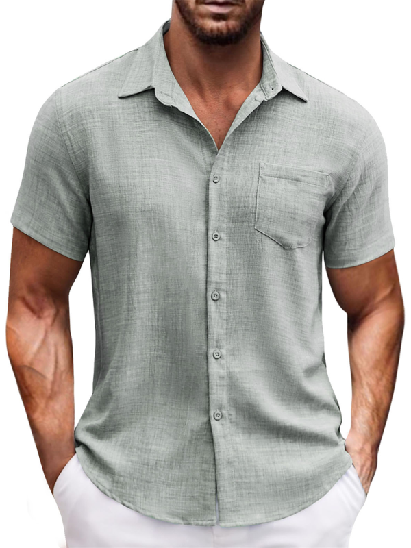 Men's Linen-Blend Casual Shirt	