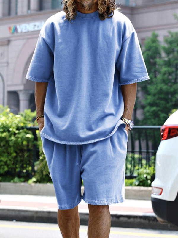 Light Blue Two-Piece Shorts Set for Men Shorts Set | Chuzko.com