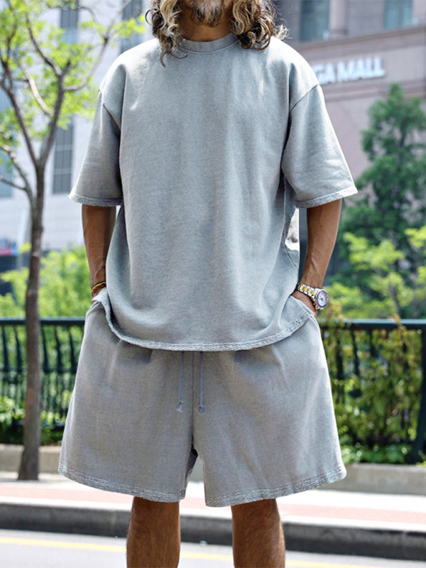 Light Blue Two-Piece Shorts Set for Men Shorts Set | Chuzko.com