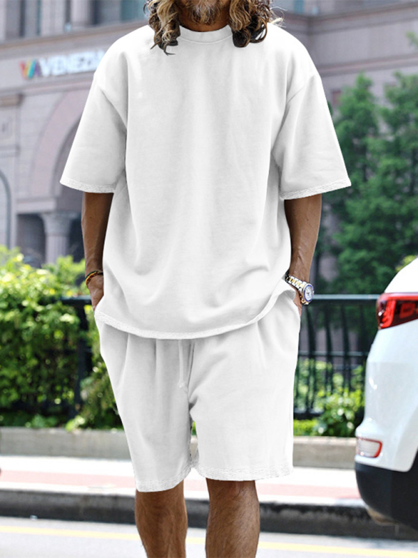 Light Blue Two-Piece Shorts Set for Men	