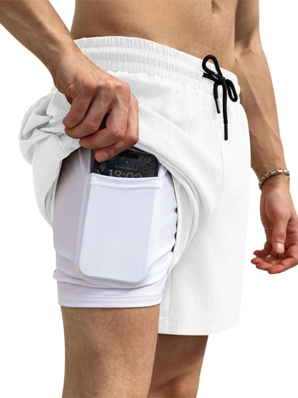 Built-In Pocket Textured Shorts for Active Men Men Shorts | Chuzko.com