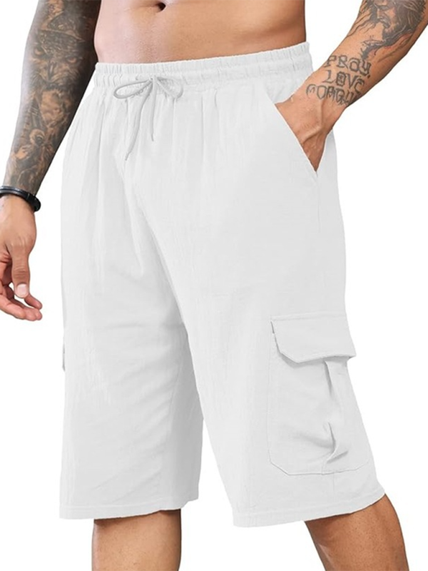 Summer Essential White Cargo Shorts for Men	