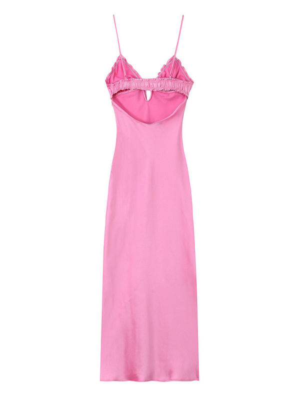 Elegant Pink Cocktail Dress Satin Dresses | Chuzko.com