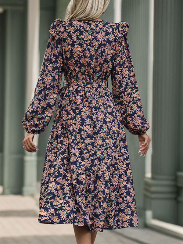 Wrap in Floral Surplice Belted Midi Dress for Any Occasion Midi | Chuzko.com