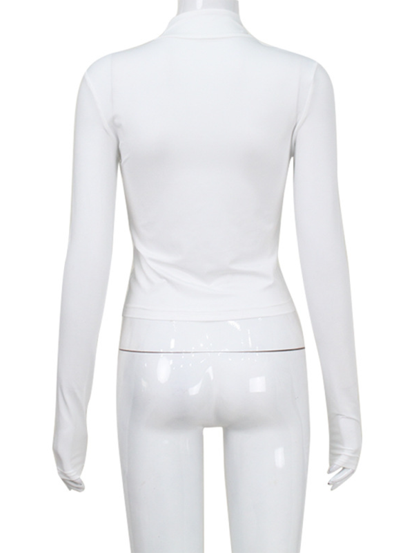 Sporty White Zip-Up Crop Top T-Shirt for Active Days Crop Tops | Chuzko.com