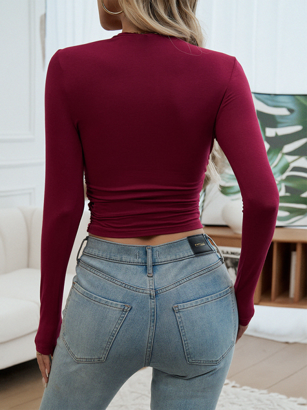 Fall Crew Neck Crop Top for Casual Look T-Shirts | Chuzko.com