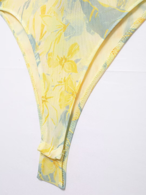 Floral Wrapped Ruched Bodysuit Bodysuits | Chuzko.com