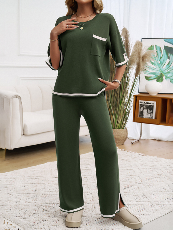 Women Laid-back Outfit Straight-leg pants with Top Pants set | Chuzko.com