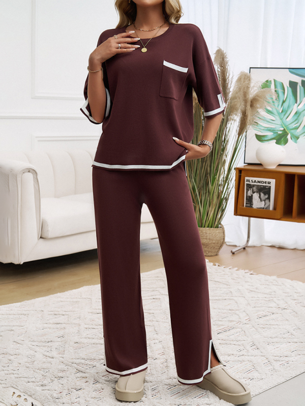 Women Laid-back Outfit Straight-leg pants with Top Pants set | Chuzko.com