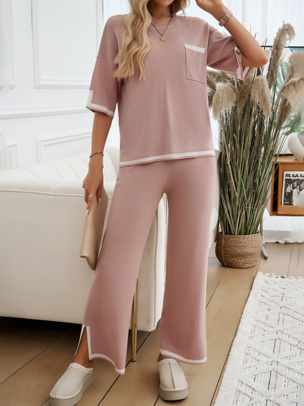 Women Laid-back Outfit Straight-leg pants with Top Pants set | Chuzko.com