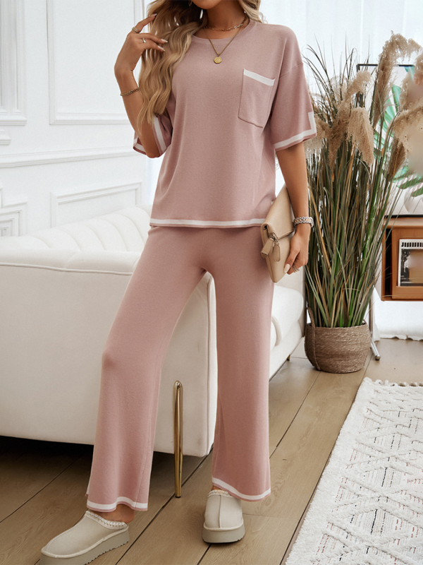 Women Laid-back Outfit Straight-leg pants with Top Pants set | Chuzko.com