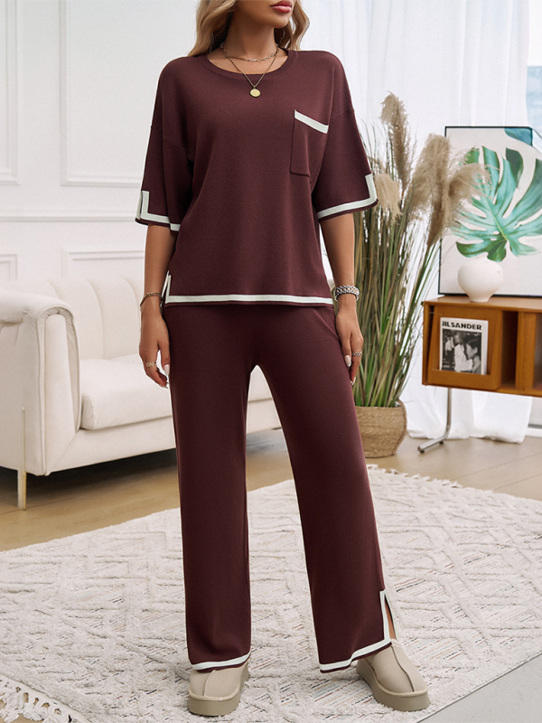 Women Laid-back Outfit Straight-leg pants with Top Pants set | Chuzko.com