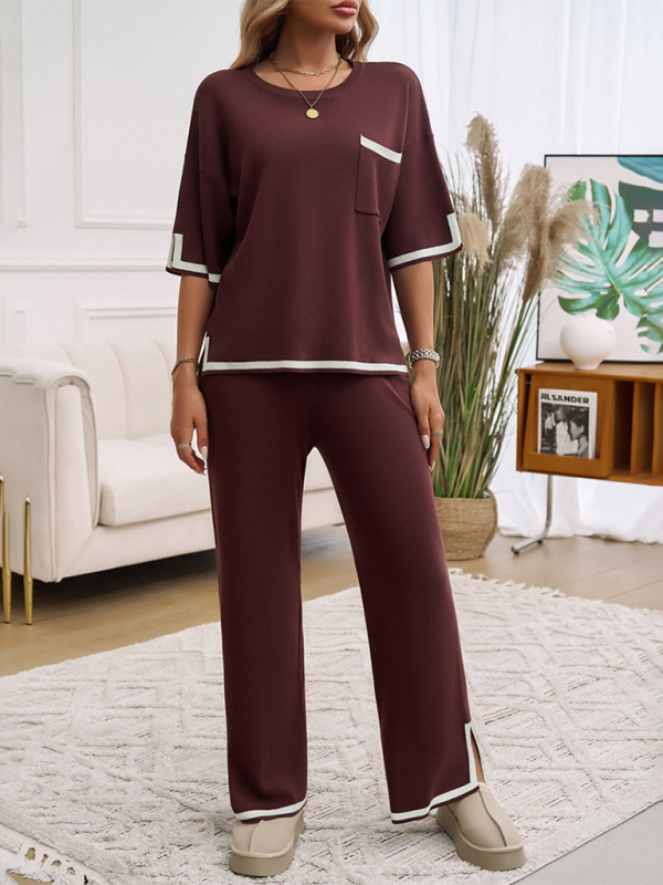 Women Laid-back Outfit Straight-leg pants with Top Pants set | Chuzko.com