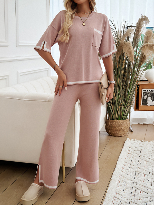 Women Laid-back Outfit Straight-leg pants with Top Pants set | Chuzko.com