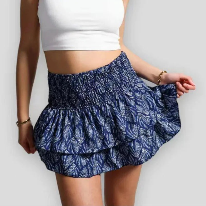 Playful Ruffled Mini Skirt in Bold Prints	