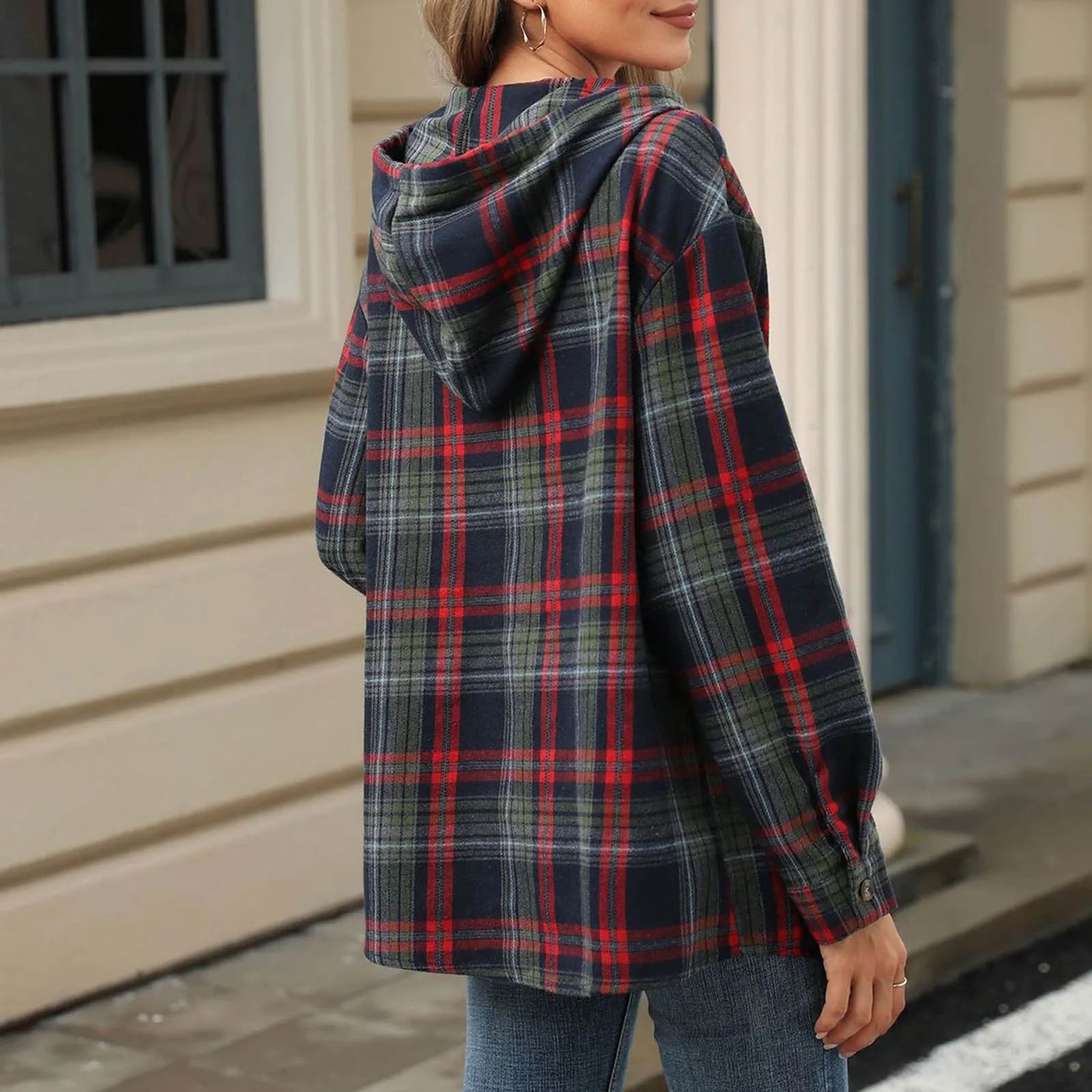 Plaid Flannel Hooded Pullover Tops Sweatshirts & Hoodies | Chuzko.com