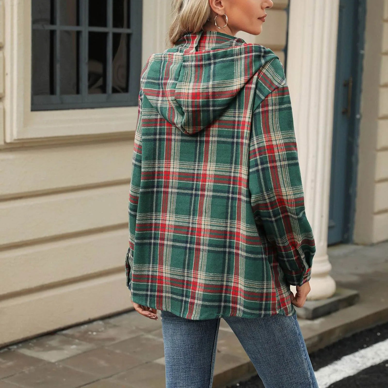 Plaid Flannel Hooded Pullover Tops Sweatshirts & Hoodies | Chuzko.com