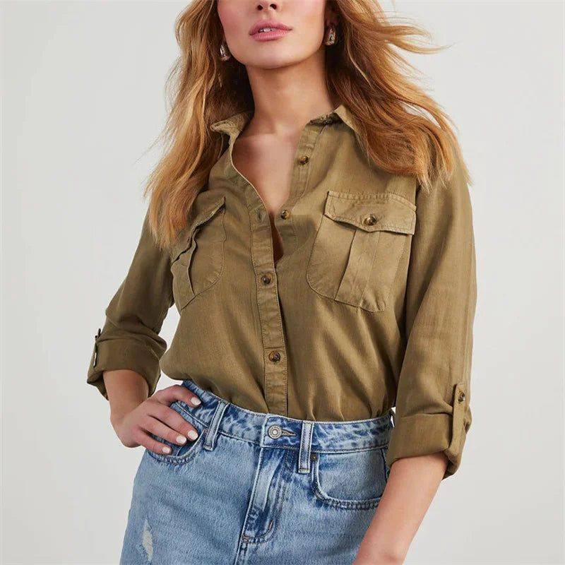 Slim Fit Classic Denim Women Shirt Shirts | Chuzko.com