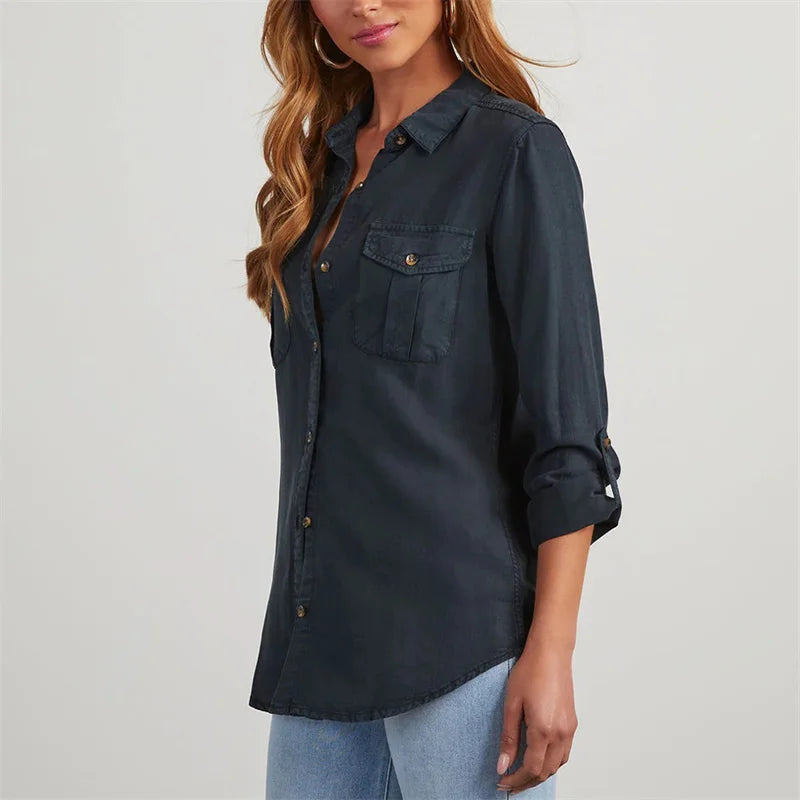 Slim Fit Classic Denim Women Shirt Shirts | Chuzko.com