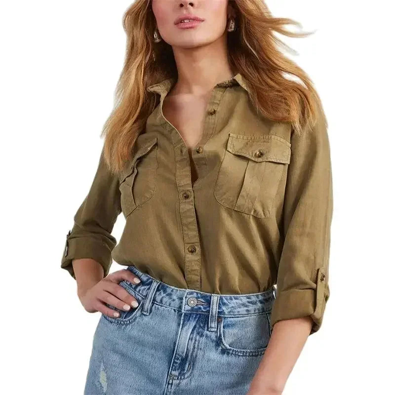 Slim Fit Classic Denim Women Shirt Shirts | Chuzko.com