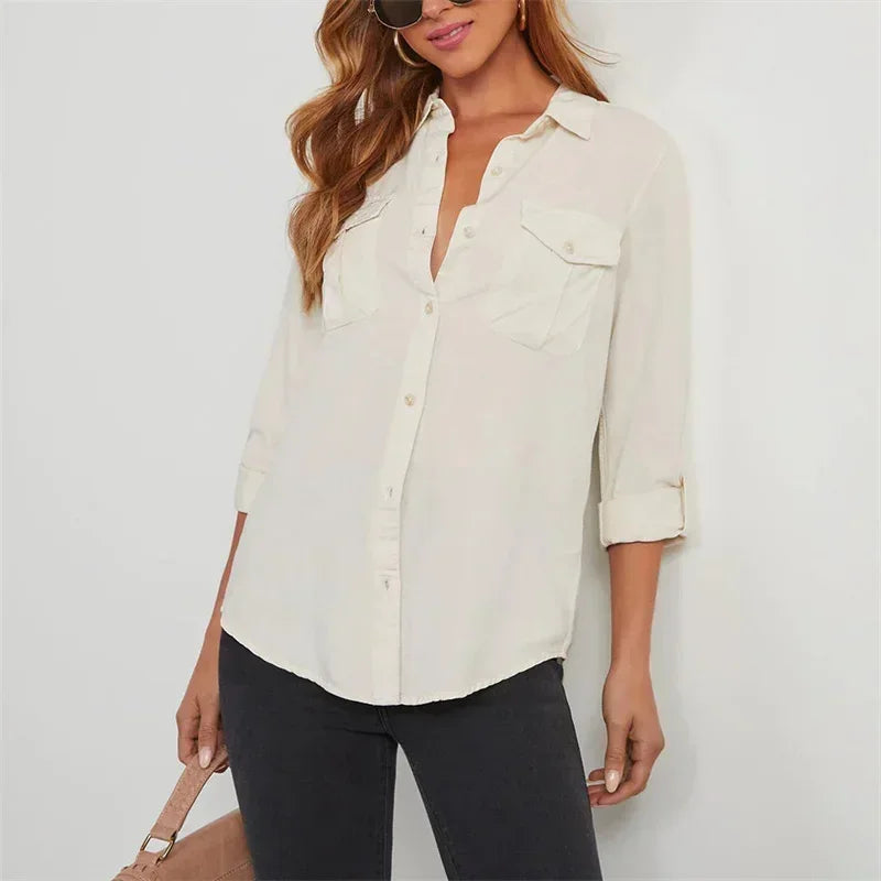 Slim Fit Classic Denim Women Shirt Shirts | Chuzko.com