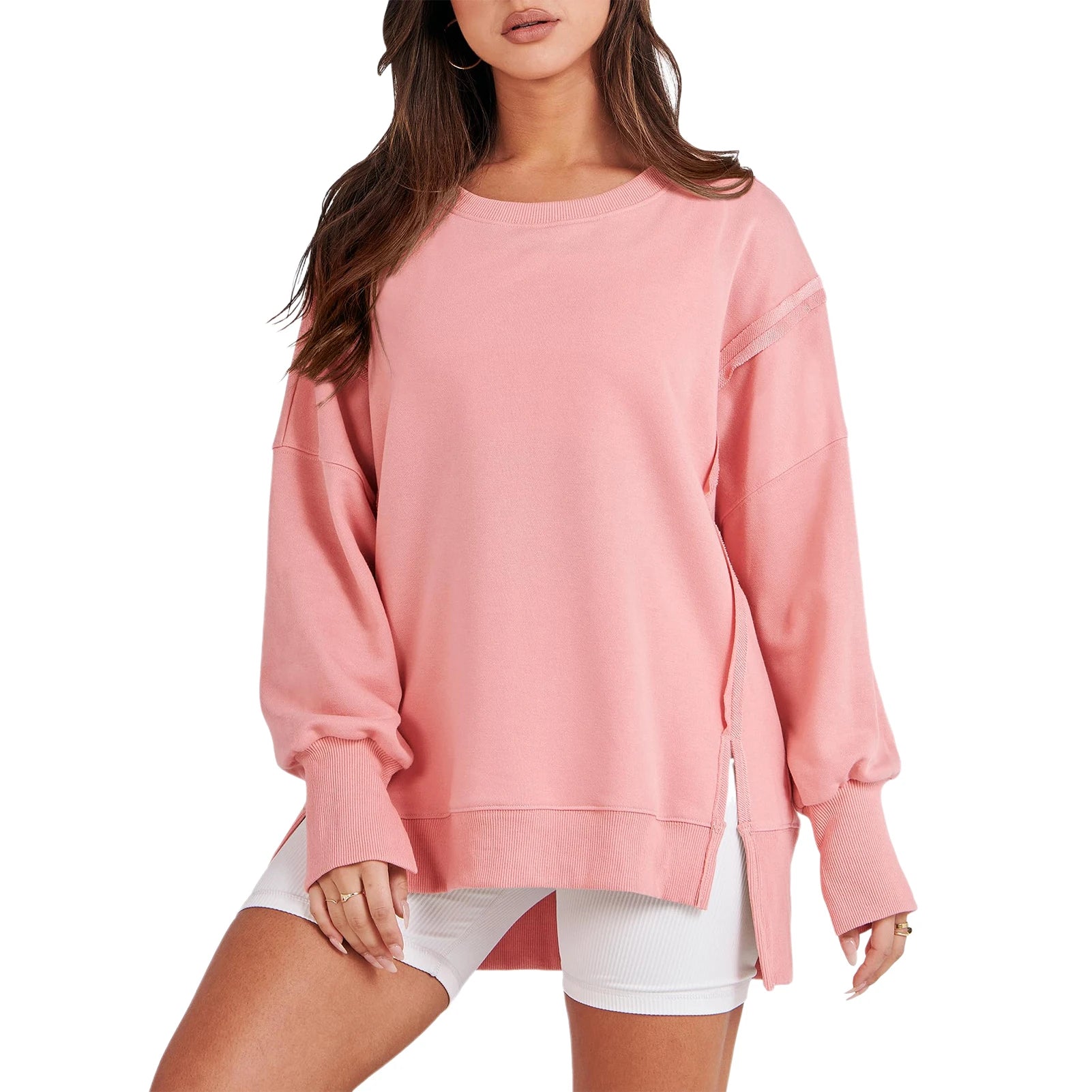 Casual High-low Hem Baggy Sweatshirt-Side Slits Pullover Sweaters | Chuzko.com