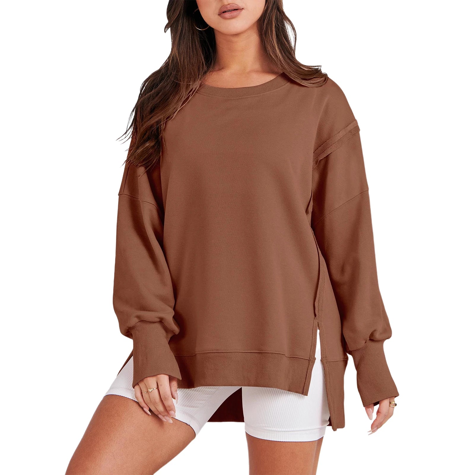 Casual High-low Hem Baggy Sweatshirt-Side Slits Pullover Sweaters | Chuzko.com