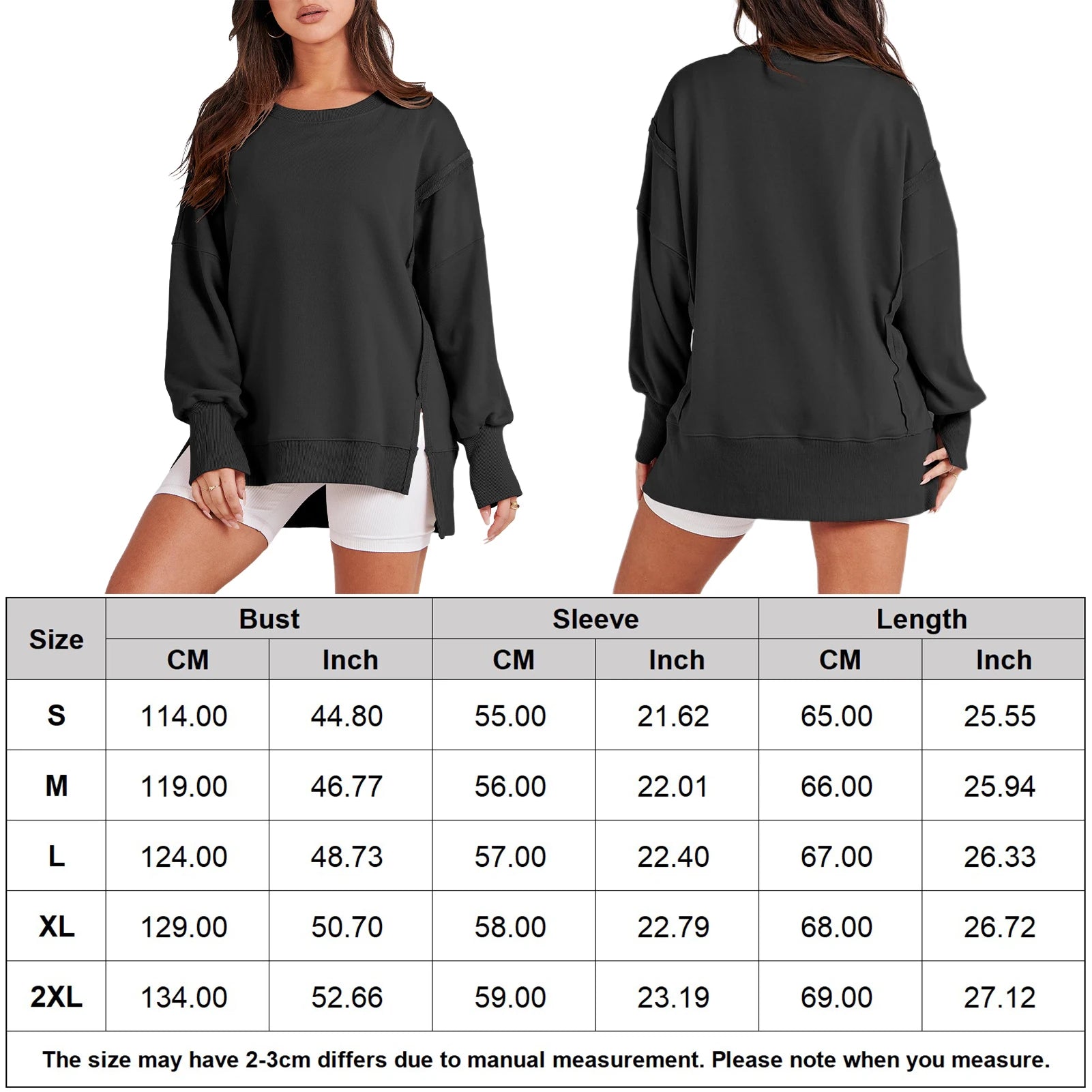 Casual High-low Hem Baggy Sweatshirt-Side Slits Pullover Sweaters | Chuzko.com