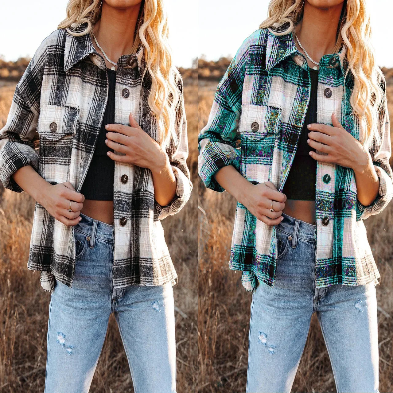 Classic Plaid Flannel Shacket for A True Country Look Women | Chuzko.com