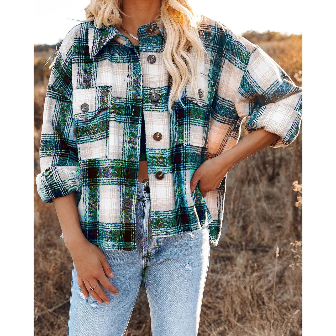 Classic Plaid Flannel Shacket for A True Country Look Women | Chuzko.com