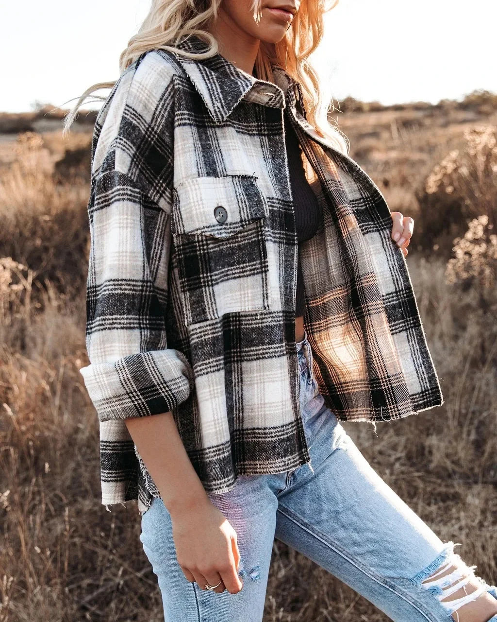 Classic Plaid Flannel Shacket for A True Country Look Women | Chuzko.com