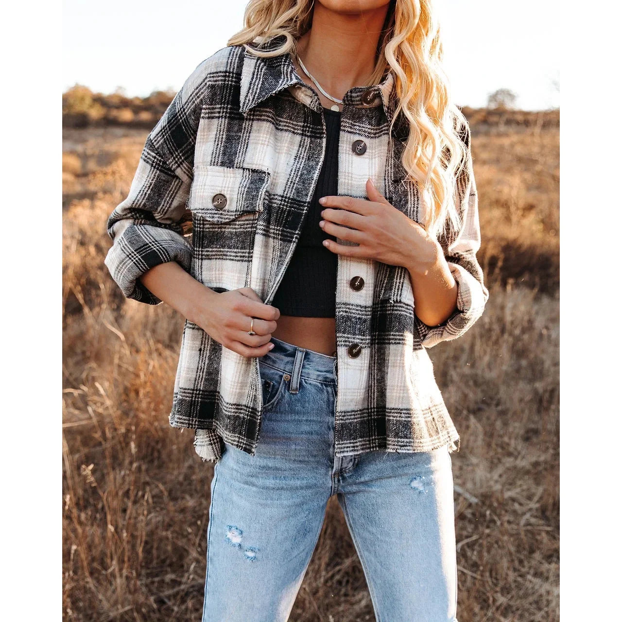 Classic Plaid Flannel Shacket for A True Country Look Women | Chuzko.com