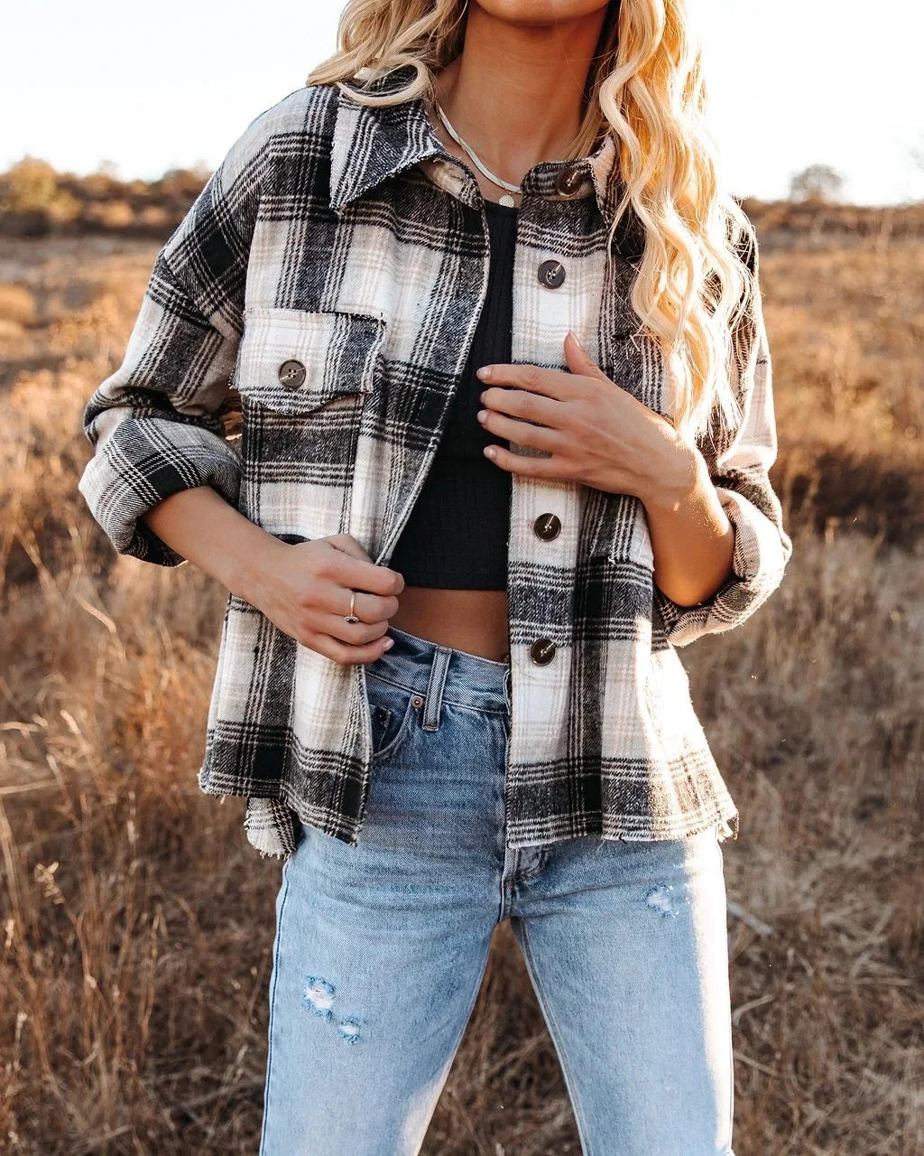 Classic Plaid Flannel Shacket for A True Country Look Women | Chuzko.com